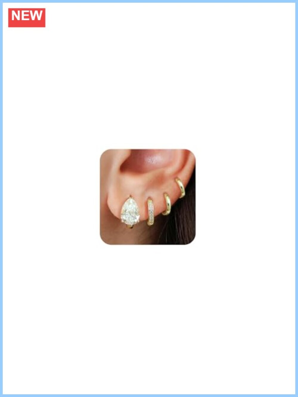 Gold Plated Hoop Earrings Set Surgical Steel Titanium Hypoallergenic CZ Huggie